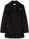 Pucci Oversize-collar Zip-up Wool Coat In Black