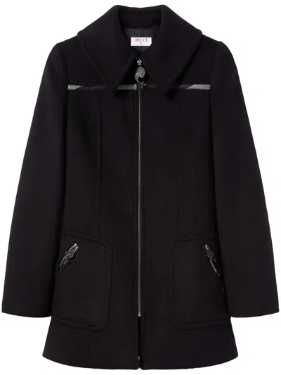 Pucci Oversize-collar Zip-up Wool Coat In Black