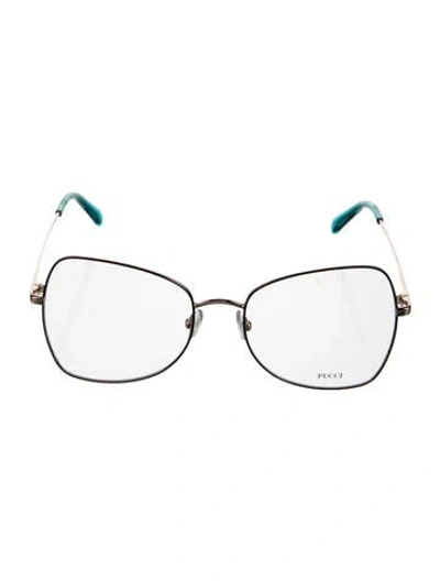 Pre-owned Pucci Oversize Eyeglasses In Blue/gold