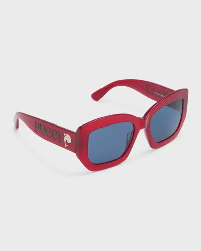 Pucci Oversized Logo Acetate & Metal Sunglasses