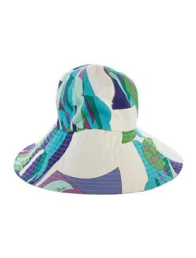 Pre-owned Pucci Oversized Patterned Bucket Hat In Blue/green/neutrals