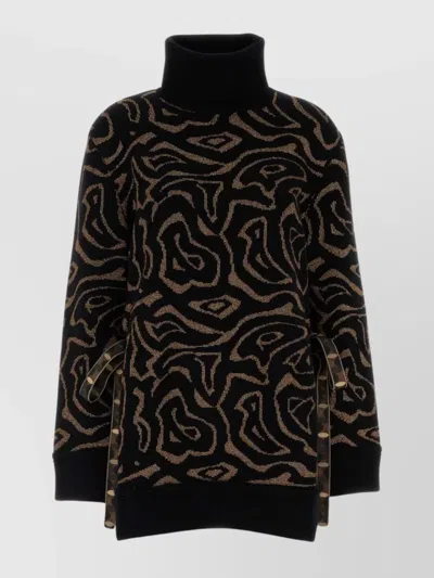 PUCCI OVERSIZED TURTLENECK SWEATER EMBROIDERED