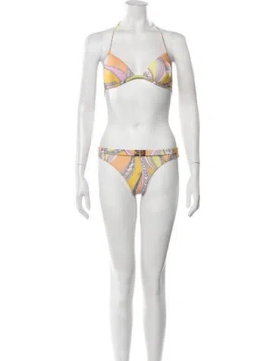 Pre-owned Pucci Paisley Print Bikini In White