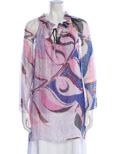 Pre-owned Pucci Paisley Print Cowl Neck Tunic