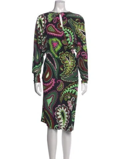 Pre-owned Pucci Paisley Print Knee-length Dress In Green