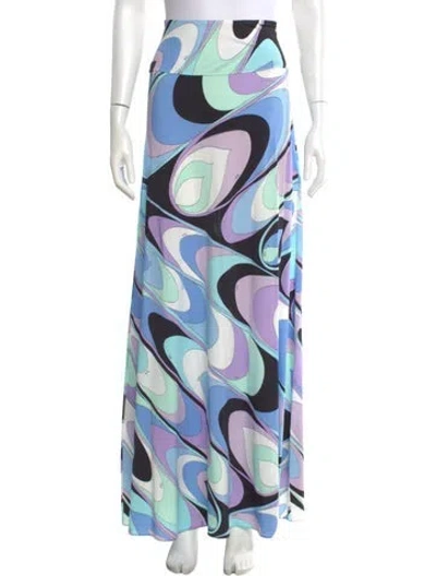 Pre-owned Pucci Paisley Print Long Skirt In Blue