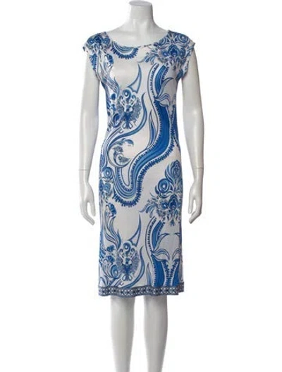 Pre-owned Pucci Paisley Print Midi Length Dress In Blue