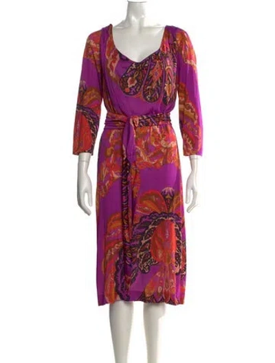 Pre-owned Pucci Paisley Print Midi Length Dress In Purple