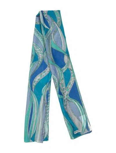 Pre-owned Pucci Paisley Print Scarf In Blue