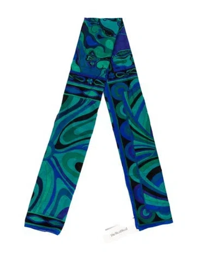 Pre-owned Pucci Paisley Print Scarf In Green