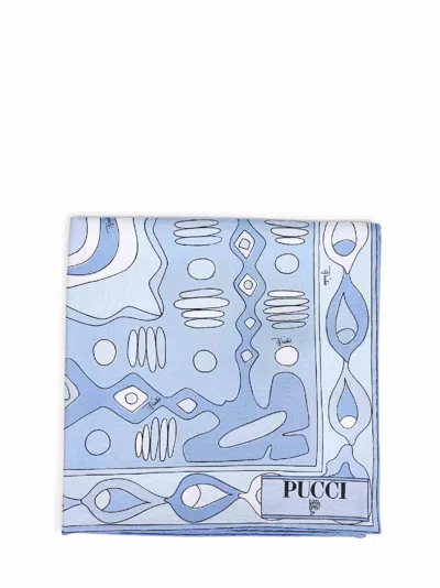 Pucci Pale Blue Angoli-print Silk Twill Scarf In Pink