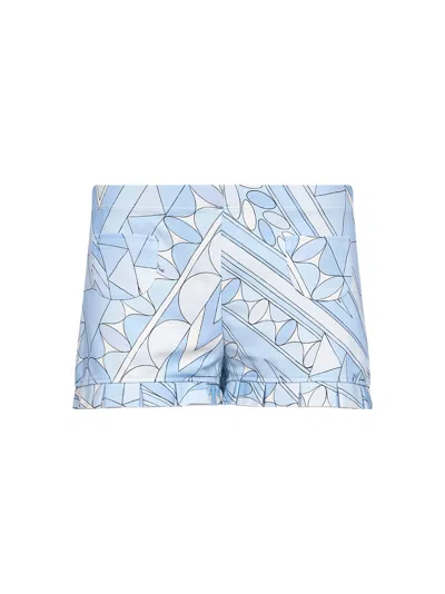 Pucci Pale Blue Manuba-print Stretch Compact Jersey Shorts
