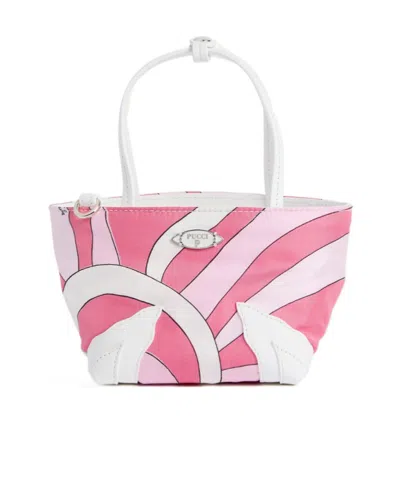 Pucci Palio Mini Tote Silk Bag In Pink