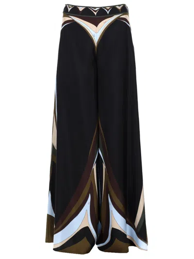 Pucci Pantalone Palazzo In Seta Stampa Fari In Black