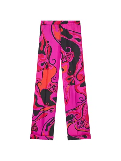 Pucci Pantaloni In Seta In Stampa Orchidee In Purple