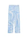 Pucci Marmo-print Silk Pants In Blue