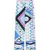 Pucci Printed Silk Pants With Roll-up Cuffs In Blue