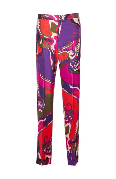 Pucci Pants Orchidee Print In Multi