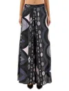 Pucci Collane Print Wide-leg Silk Pants In Multi