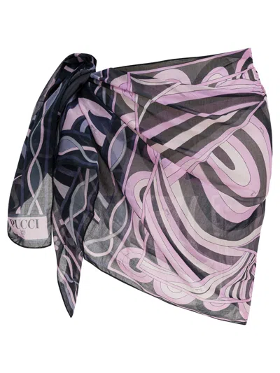 Pucci Pareo With Iride Print In Black