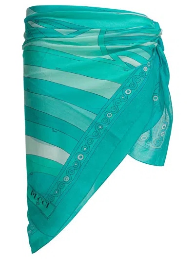 Pucci Pareo With Iride Print In Blue