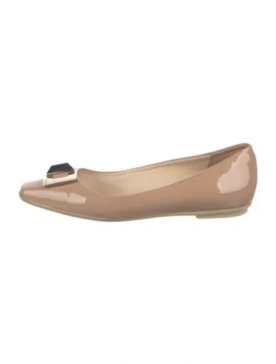 Pre-owned Pucci Patent Leather Leather Trim Embellishment Ballet Flats In Neutral