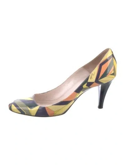 Pre-owned Pucci Patent Leather Patterned Pumps In Blue