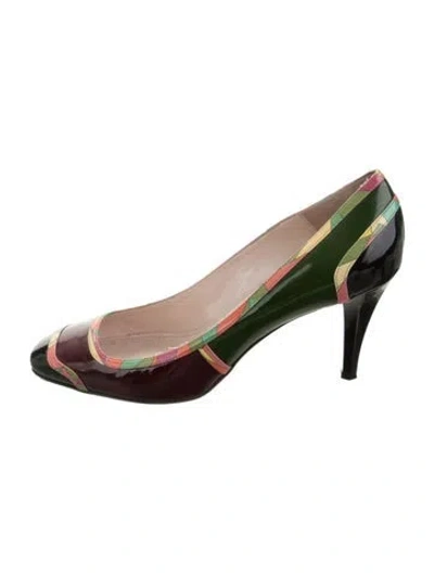 Pre-owned Pucci Patent Leather Patterned Pumps In Multicolor