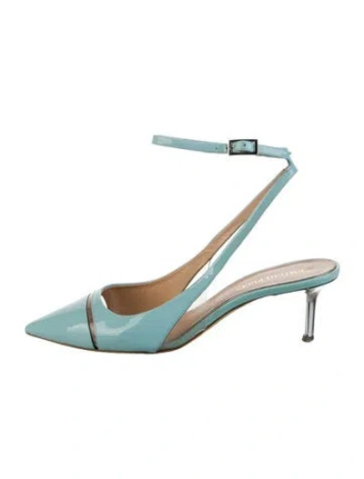 Pre-owned Pucci Patent Leather Slingback Pumps In Blue