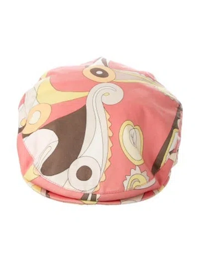 Pre-owned Pucci Pattern Newsboy Hat In Orange