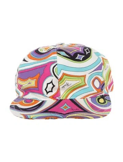 Pre-owned Pucci Pattern Print Cotton Baseball Hat In Blue