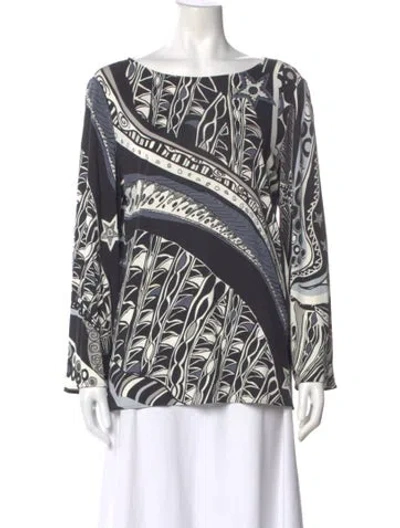 Pre-owned Pucci Patterned Bateau Neckline Blouse In Multi