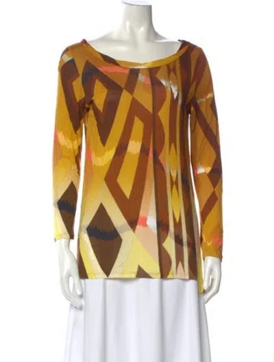 Pre-owned Pucci Patterned Bateau Neckline Top In Neutral