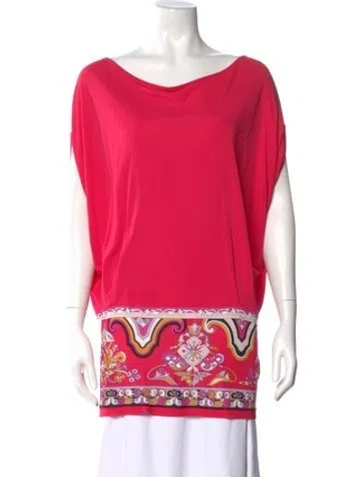 Pre-owned Pucci Patterned Bateau Neckline Top In Pink