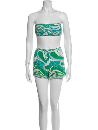 Pre-owned Pucci Patterned Bikini In White
