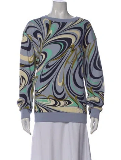 Pre-owned Pucci Patterned Crew Neck Sweatshirt In Blue
