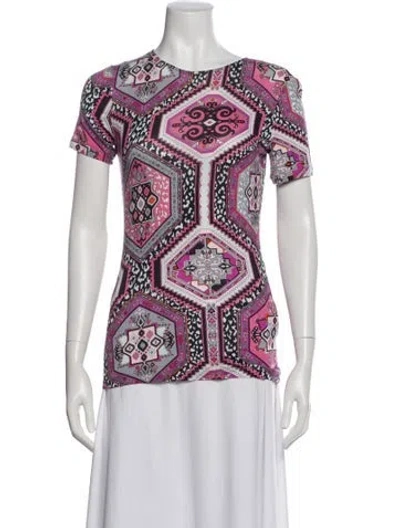 Pre-owned Pucci Patterned Crew Neck Top In Pink