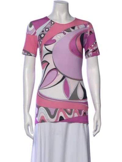 Pre-owned Pucci Patterned Crew Neck T-shirt W/ Tags In Pink