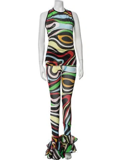 Pre-owned Pucci Patterned Cutout Accent Pant Set In Multicolor