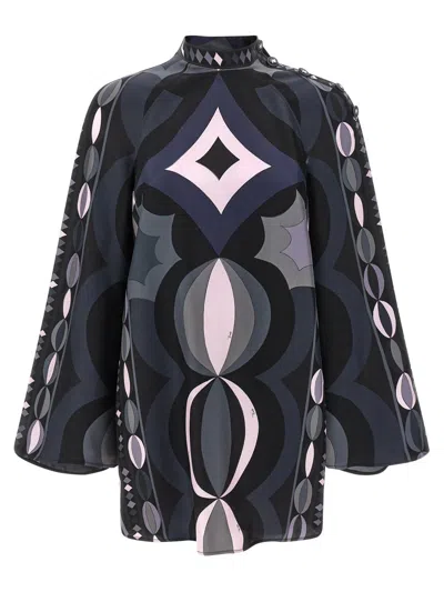 Pucci Patterned Dress Dresses Multicolor In Blue