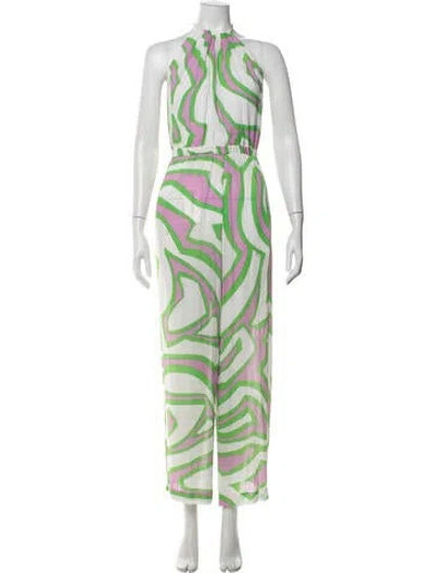 Pre-owned Pucci Patterned Halterneck Jumpsuit W/ Tags In Green