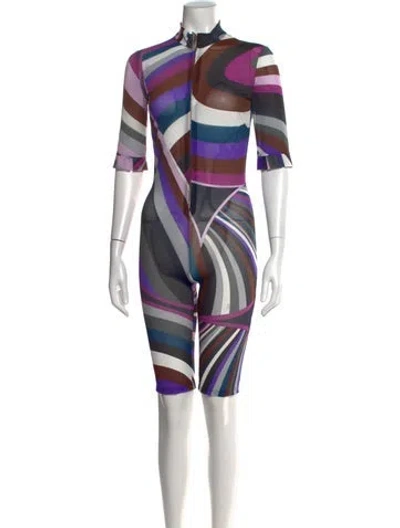 Pre-owned Pucci Patterned Jumpsuit W/ Tags In Black/purple/white
