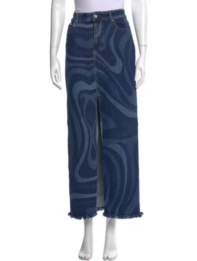 Pre-owned Pucci Patterned Long Skirt In Blue