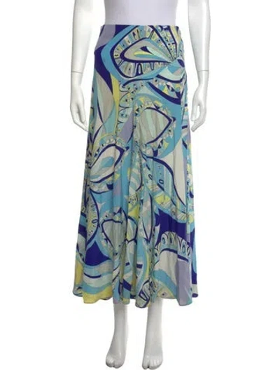 Pre-owned Pucci Patterned Long Skirt In Blue