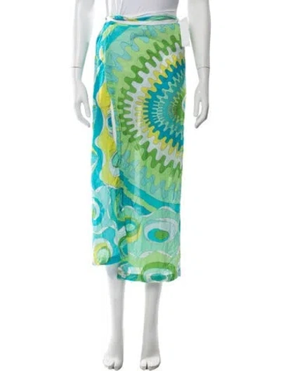 Pre-owned Pucci Patterned Long Skirt In Green