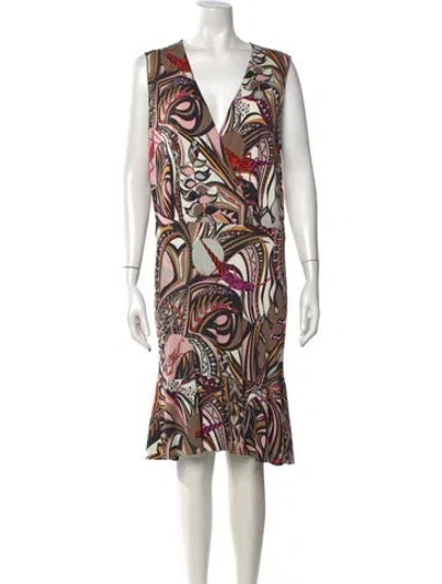 Pre-owned Pucci Patterned Midi Length Dress In Black