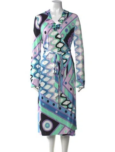 Pre-owned Pucci Patterned Midi Length Dress In Blue