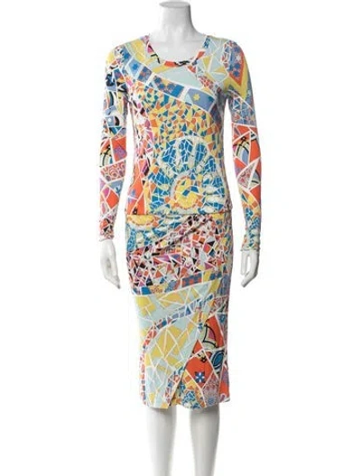 Pre-owned Pucci Patterned Midi Length Dress In Blue