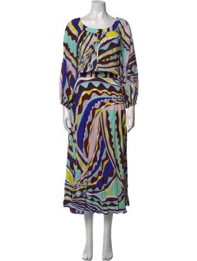 Pre-owned Pucci Patterned Midi Length Dress In Multicolor
