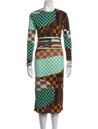Pre-owned Pucci Patterned Midi Length Dress In Multicolor